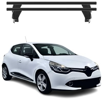 OMAC Dachträger Querträger Alu für Renault Clio IV 2012-2019 – Abschließbar – T-Nut – City-Crash-getestet – Max. 50 kg Schwarz