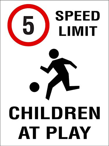 452 Señal De Advertencia, Límite De Velocidad De 5 Km Niños Jugando Letreros De Advertencia Resistente Cartel Disuasorio Personalizado Cartel Placa Para Oficina Garaje,20X30Cm