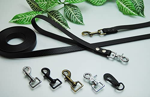 Hundeleine Gummi PVC Schwarz 20mm x 7m MIT Schlaufe Silber Karabiner Schleppleine Fährtenleine