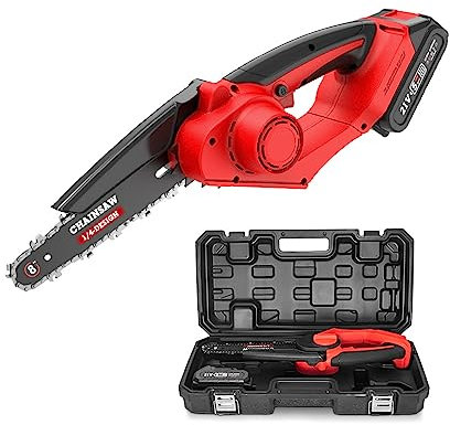 Mini Tronçonneuse Sans Fil 8 Pouces, Mini Tronçonneuse Électrique avec Verrou de Sécurité, Petite Tronçonneuse Portative pour L'élagage des Arbres, la Coupe du Bois