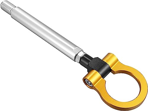 Unifizz Gancio di traino per paraurti anteriore, anello di traino, giallo, nero, in lega di alluminio, per rimorchi da corsa