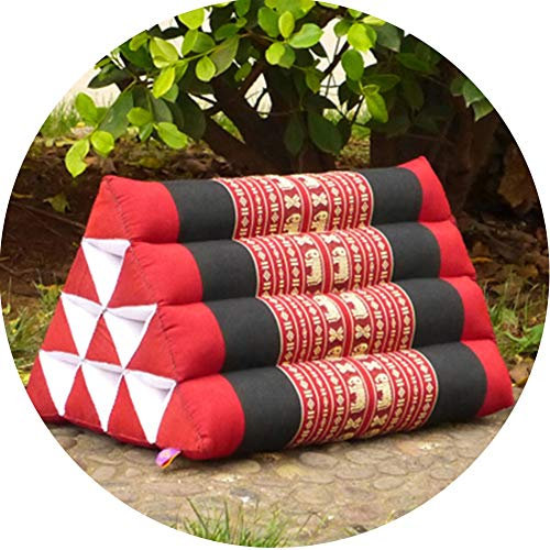 Cojín del respaldo de la cama Almohadas de descanso para ver la televisión y leer Almohada de cuña de la cama Relleno de kapok Cojín tailandés plegable del triángulo, reposacabezas, 8 colores (Color