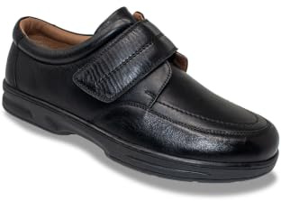 Men's Dr Keller Wide Fit Leather Touch Fasten Shoes | Supportive & Easy-Fit with Cushioned Lining & Rubber Grip Sole