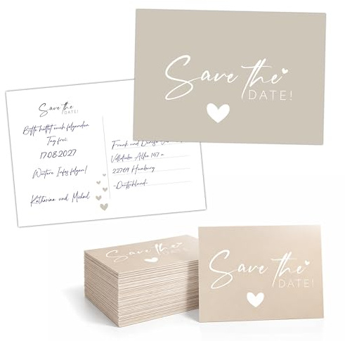 Eummel 50 Einladungskarten Set A6 (14,8x10,5 cm) | Klassisches Design mit hochwertigen Druck auf 260g Chromokarton | beschreibbar & bedruckbar | Dür Hochzeit, Taufe, Geburtstag, Kommunion, Jubiläum