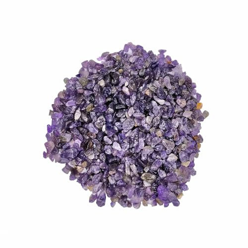 VMDEKK Amethyst Chips Stones,Fish Tank Gravel and Healing Crystals in Pebbles Bulk for Decorate,Tumbled Stone Shaped Stones for Vase,Plants,Reiki,Succulents Crafts,Vases Filler, Aquarium Gravel 100g.