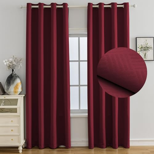 Ystyle Verdunklungsvorhänge 2er Set, Thermovorhang Gegen mit Ösen, 140x160 cm, Modern Gardinen Abdunkelnde Vorhänge Wohnzimmer Schlafzimmer, Schallschutz Vorhang, Bordeaux