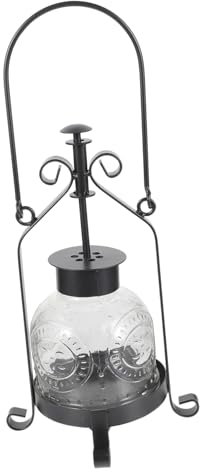Cabilock Vintage Teelichthalter aus Glas und Eisen Dekorative Laternenform Schwarz für Romantische Tischdekoration und Stimmungsvolles Licht
