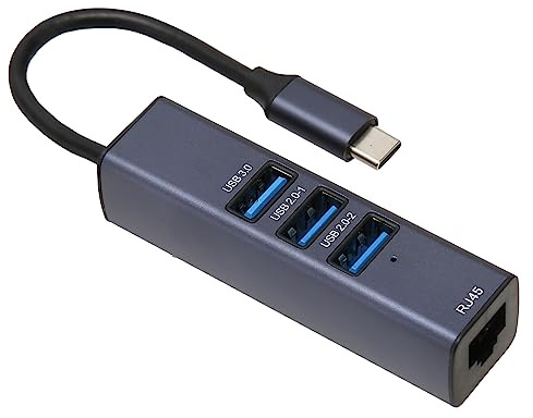 Hub USB C, Adaptador Ethernet Gigabit RJ45 USB 3.0 de 4 Puertos con Orificio de Almacenamiento para PC Portátil Macbook Windows MacOS Linux, Transferencia de Datos de 5 GBPS