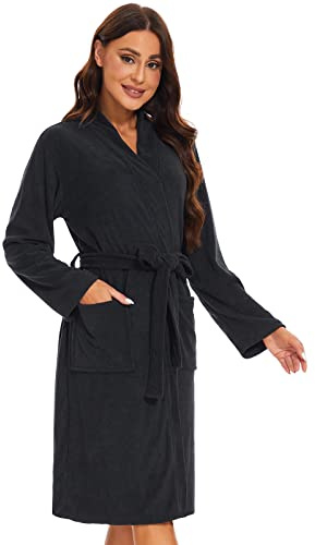 Ymmchy Weicher Bademantel Damen Frottee Morgenmantel Leichte Saunamantel Women Sauna Robe