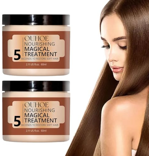 Meanju 2 piezas Tratamiento mágico nutritivo,Máscara avanzada de tratamiento capilar de queratina molecular,5 segundos para restaurar el cabello suave