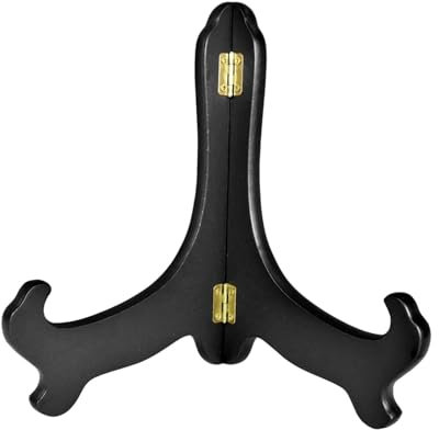 Gralara Elegant Wooden Plate Holder And Display Stand for Home Decor, Black Large