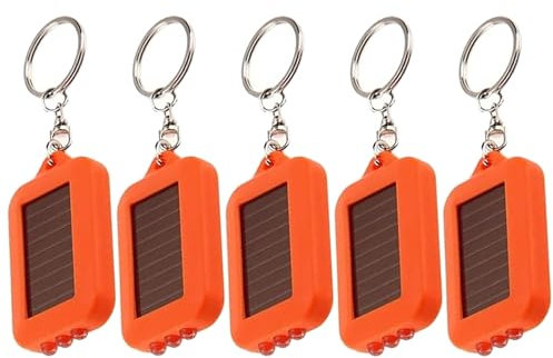 MODOAO Lot de 5 mini lampes de poche solaires à LED - Orange - Portable - 3 LED - Lampe de poche solaire compacte et multifonction - Pour les urgences extérieures