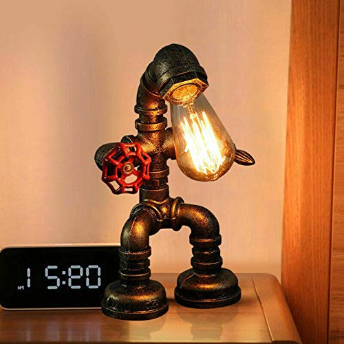 Steampunk-Lampe, kreative Roboter-Rohrlampen, coole Schreibtischlampe für Männer, einzigartige Lampen, rustikale industrielle Edison-Steampunk-Lampe, Vintage-Antik-Wohnkultur, ideal für Schlafzimmer