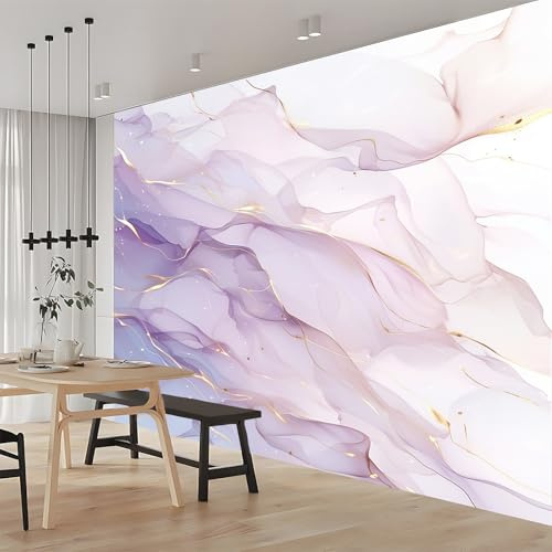 Papier Peint Intissé Courbe Géométrique Abstraite Violet 300x210 cm 3D Panoramique Papier Peint pour Salon Chambre Décoration Murale Pour Adolescents et Enfants Murale
