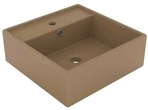 ShGaxin Lavandino di lusso quadrato traboccante in ceramica Crema opaca 41x41 cm, Lavandino, Lavandino Bagno, Lavatoio Casa De Banho, Mobile Lavabo sopra piano - 146952