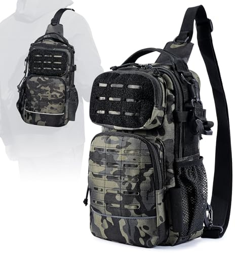 Senprity Mochila de Pesca Multifuncional, Bolsa de Aparejos de Pesca Grande con Soporte para Equipo de Pesca, para Pescar, Caminatas de Caza, Campamento, Alpinismo, Verde Camuflaje