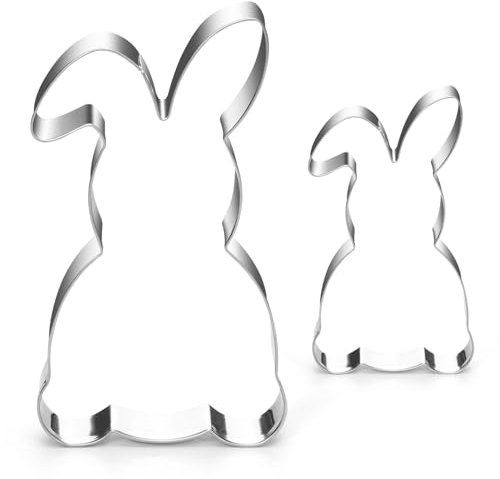 Augesak 2 Stück Osterhase Groß Ausstechform, Ausstechformen Ostern, Hasen Ausstecher Groß, Keksausstecher Ostern Edelstahl Hasenausstecher, Plätzchen Ausstecher Hase für DIY Osterbacken