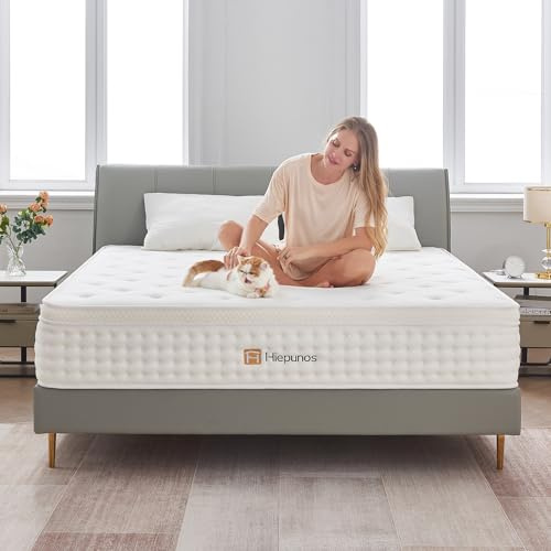 Hiepunos Matratze 200x200 cm 26cm Höhe 7-Zonen Federkernmatratze Orthopädische Taschenfederkernmatratze mit Comfort Memory-Schaum Schicht, Härtegrad H3, Rückenentlastende,100 Nächte Probeschlafen