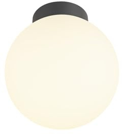 SLV SUN 20 SCHWARZ | Deckenleuchte Innen, Deckenlampe Glas, Kugel Lampe Rund, Dimmbare Badlampe, Badezimmer Lampe Decke, Vintage Innenleuchte, kombinierbar mit Glasschirm, 60W, E27, Ø 20 cm