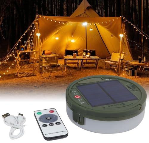 10 m Camping Lichterkette Aufrollbar Solar, 4-in-1 Tragbare Wiederaufladbare LED Lichterkette mit 8 Beleuchtungsmodi, 3600mah/3.7V Lichterkette Aufrollbar für Camping, Hof und Wander (warmweiß)