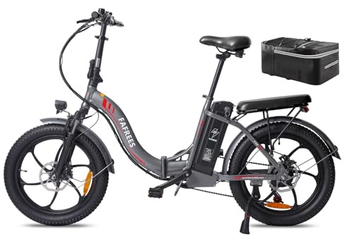 Fafrees F20 Ebike Klapprad 20 Zoll, Elektrofahrräder E Bike Herren Damen 250W 25km/h, City E-Bike 2026 Upgrade 36V 18Ah/20Ah Akku Reichweite 140km, E-Fahrrad 3.0 Fat Tire (18Ah-Fahrradtasche, grau)