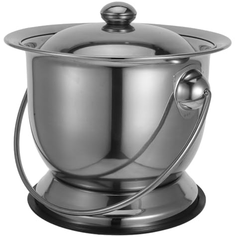 minkissy Urinoir en Métal pour Personnes Âgées avec Couvercle en Acier Inoxydable Commode Portable pour La Maison pour Femmes Enceintes Et Adultes
