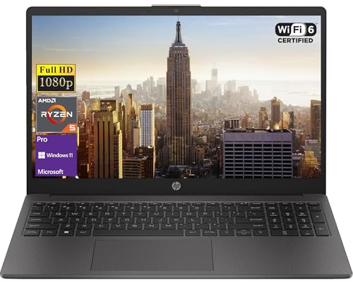 HP 255 G10 15.6 FHD Business Laptop, AMD Ryzen 5 7530U (Beats i7-1165G7), 16GB RAM, 512GB NVMe, Numeric Keypad, Webcam, Wi-Fi 6, HDMI, Windows 11 Pro - Black
