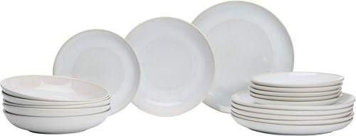 Ritzhoff & Breker Laredo tallriksset 18 delar, kombiservis med färggradienter, 6 x mat-/sopp- och desserttallrikar, skandinavisk design med reaktiv glasyr, stengods, beige
