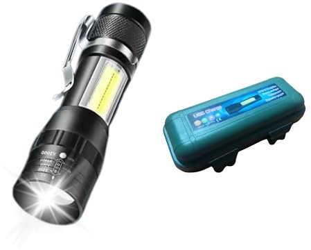 Utilify Mini Linterna LED Recargable Alta Potencia 2000 LM, Luz Lateral, Enfoque Zoom, Modos Fijo/SOS, Impermeable y Compacta para Camping, Senderismo, Trabajo, Hogar. Incluye Estuche (ABS)