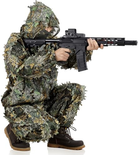 Zicac Children 3D Leaves Ghillie Camouflage Clothing Tops Pants Jacket Hunting Paintball Airsoft for Kids