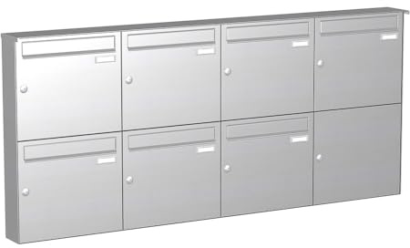 KNOBLOCH Briefkastenanlage | Aufputz | 7-Fach | Edelstahl | senkrecht | optional 2. Namensschild & 3 Schlüssel