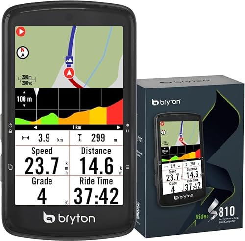 Bryton Rider S810 Sensor Bundle 3.5 Inch Color Touchscreen GPS Bike/Cycling Computer, 50H Battery Life, Offline Maps & Navigation, Advanced Climb Challenge 2.0, Live Tracking