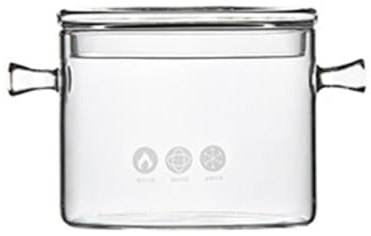 CHICAMPERA Glastopf Transparent Hitzebeständig Mit Glasdeckel Flach Kochtopf Aus Glas Für Zuhause Küche Restaurant Geeignet Für Gasherde Als Schüssel Für Babynahrung Milch Soßen Desserts