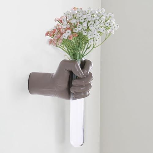 XYQXYQ Wandskulpturen, Handvasen, Heimdekoration, Wandmontage, Kunstskulptur, einzigartige Wandkunststatue, flippige Blumenvasen-Dekorationen, moderne eklektische Hängedekoration, Glas-Reagenzglasvase