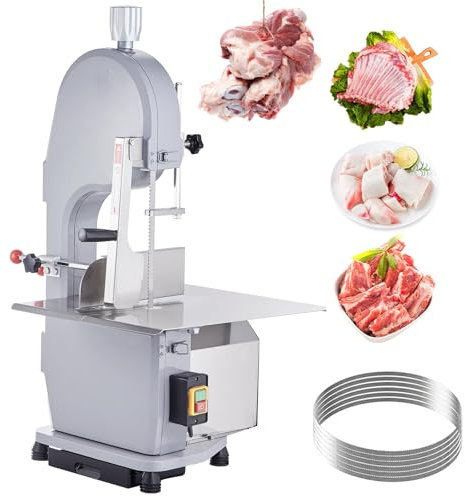 Commercial Electric Meat Band Saw, Adjustable Workbench for Bone Cutting, Versatile Meat Cutter for Ribs and Pork, Ideal for Freezer Meat Preparation