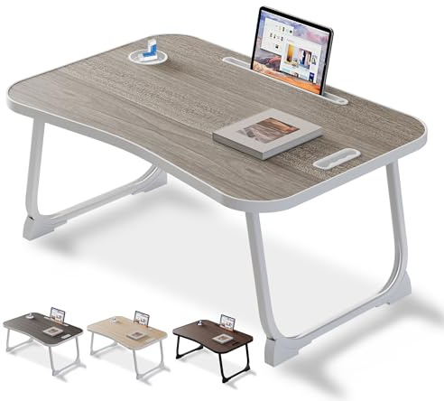 Laptop Bett Tisch, Frühstückstisch zum Essen, Lesen, Schreiben auf dem Bett, Sofa, zu Hause und im Büro (Grey)