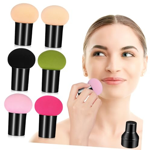 Ipetboom 6pezzi Spugna per Fondotinta Manico Piumino da Cipria Forma di Fungo Spugna per Trucco Multiuso per Applicazione Precisa e Distribuzione Uniforme