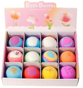 Badekugel Set - -Badkugel-Boxen, Naturschaumbomben für Zuhause | Schonende Pflege mit Meersalz und Ölen, ein Badegeschenk-Set für die