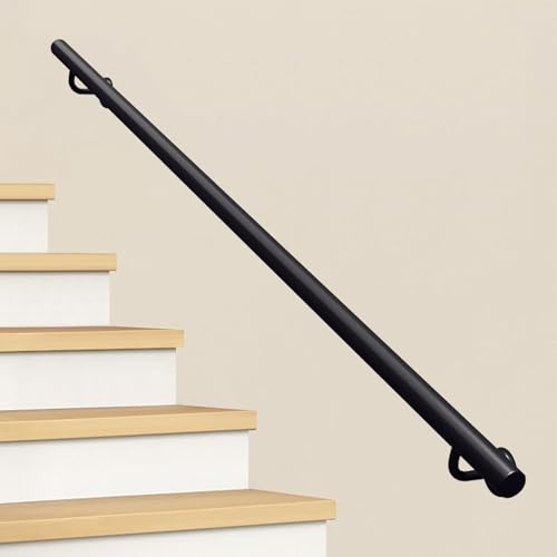 Rampe d'escalier moderne - 1m 120cm 1.5m 2m 240cm 2.5m 3m Main-d'œuvre d'escalier pour étapes extérieures intérieures - Barau de sécurité de la sécurité murale en métal noir en métal noir(80cm)