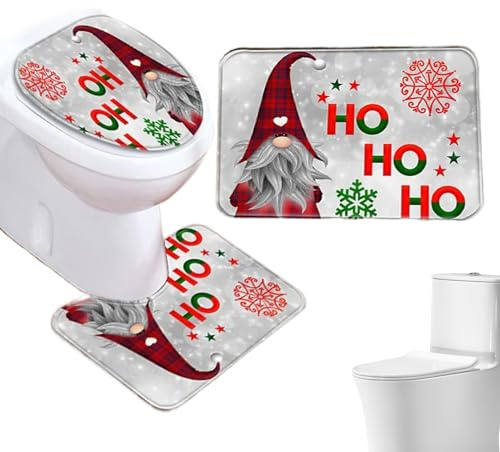 usefulbeauty Weihnachts Toilettensitzbezug,WC-Sitzbezug Badezimmer-Vorleger | rutschfeste Bodenmatten Für Haus Wohnung Hotel Hostel Ferienhaus Winterurlaub