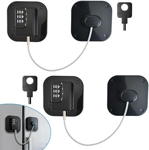 Fridge Lock 2 Pcs, Password Refrigerator Locks for Children Adults Fridge Lock Without Drilling Strong Adhesive Child Safety Cabinet Locks for Fridges Door Cabinets Cupboard Drawer (Black)