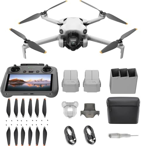 DJI Mini 4 Pro Fly More Combo mit DJI RC 2 Fernsteuerung (Bildschirmfernsteuerung), faltbare mini-Drohne mit 4K-Kamera, 34 Minuten Flugzeit, C0