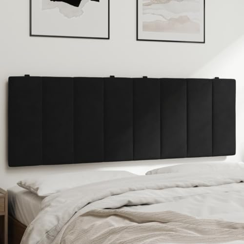 Frdhee Bett Polster Kopfteil, Kopfteil-Kissen Hanko Schwarz 140 cm Samt Kopfteils Bezug für Betthaupt Bettzubehör Schlafzimmer, Schlafzimmer Kopfteils
