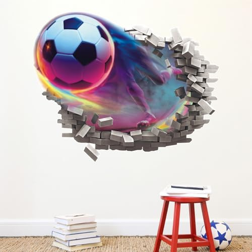 CHDITB 3D Groß Wandtattoo Fußball Wandsticker Kinderzimmer Bilder Kinder