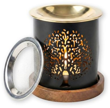 SonKo Weihrauchbrenner Räucherstövchen mit Sieb zum Räuchern und Meditation - spirituelle Geschenke zum Räuchern von weißer Salbei, Weihrauch, Boswellia (Brenner Set)
