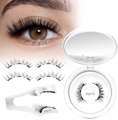 Higu clace Magnetische Wimpern,Magnet Wimpern Ohne Eyeliner,Magnetische Wimpern mit Applikator,Wimpern Magnetisch Natürlicher Look,Kein Kleber erforderlich Wimpern Magnetic(KIT-N4)