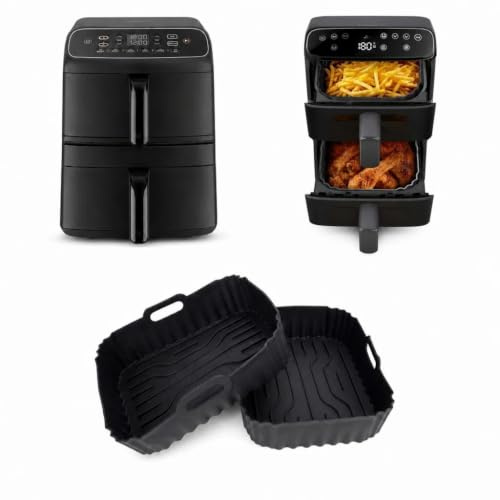 Molde Silicona Freidora De Aire 2 Piezas Para Cosori Turbo Tower Compact Air Fryer 8,6L Doble Pila, Reutilizable Accesorios Airfryer Moldes Cesta Recipiente Airfryer Para COSORI Airfryer CAF-DC861-AEU