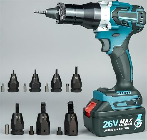 Remachadora automática inalámbrica Herramienta eléctrica para remaches de 16000 N Remachadora eléctrica portátil para un montaje fijación sencillos