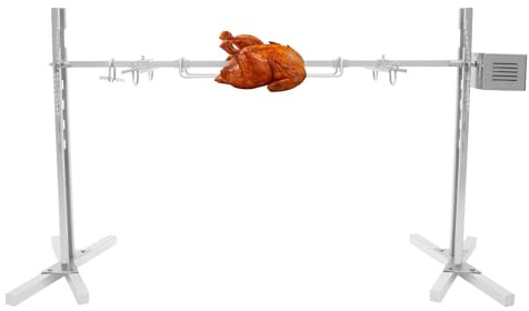 Barbacoa eléctrica de acero inoxidable giratoria, 40 kg, capacidad de carga de 5 niveles, altura regulable, con motor para camping, jardín, hoguera