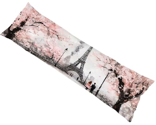 Federa per Cuscino Lungo 40x135cm Paesaggio Lino Traspirante Copricuscini Divano Lungo, Torre di Ferro Federa Cuscino Cuscini Decorativi per Letto con Cerniera Invisibile, Stampa Fronte-Retro bz-851